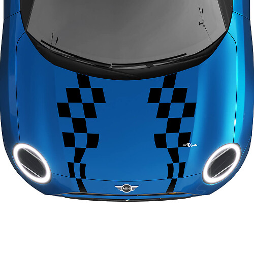 Hood Checkered stripes Mini Cooper Vinyl graphics decal Sticker for Mini Cooper
