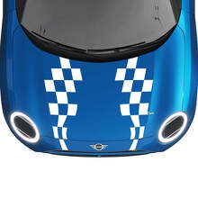 Hood Checkered stripes Mini Cooper Vinyl graphics decal Sticker for Mini Cooper
 2