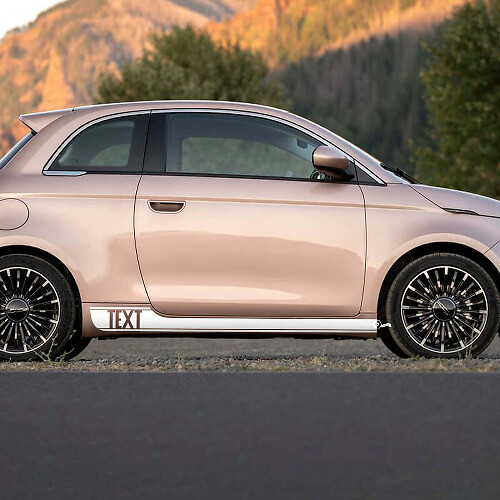 Custom Text Rocker Panel 500 Side Stripe Decal Graphics For Fiat 500