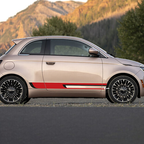 Rocker Panel two color Stripe Decal side Graphics stripes for Fiat 500
 1