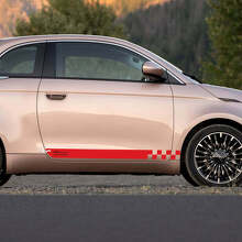 Rocker Panel 500 Checkered Side Stripe Decal Graphics For Fiat 500 3
