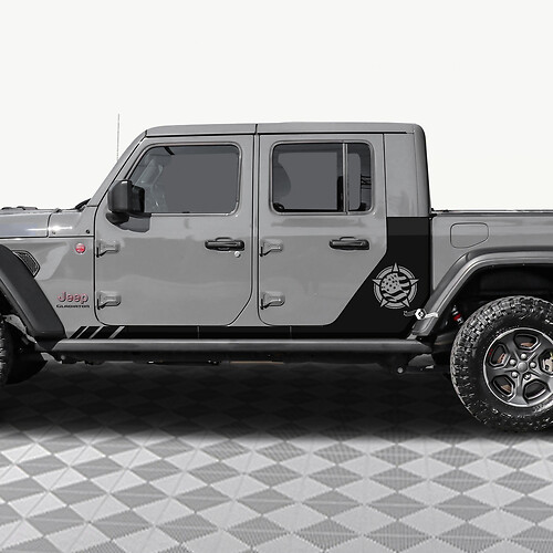 Military Star US Flag Rear Side Doors Vinyl decal sticker fit Jeep Gladiator
