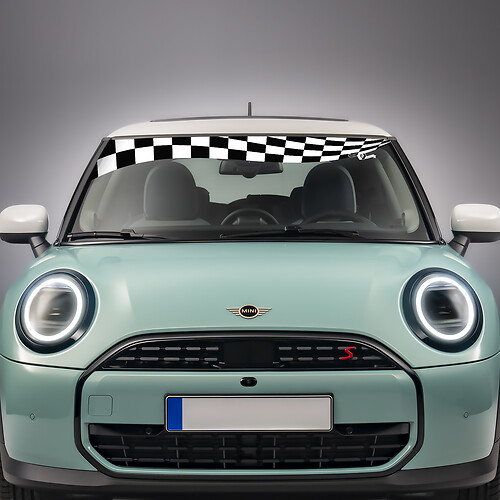 Windshield Checkered Flag Stripe Vinyl graphics decal Sticker for Mini Cooper S
 1
