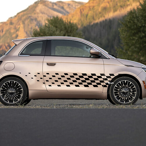Rocker Panel checkered Stripe Decal side Graphics stripes for Fiat 500
 1