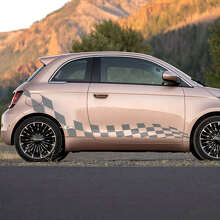 Decals side stripes 2 for Fiat 500 with checkered flag doors 2