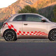 Decals side stripes 2 for Fiat 500 with checkered flag doors 3