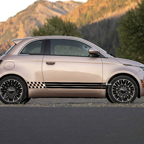 Rocker Panel Checkered Flag Doors Decal side Graphics stripes for Fiat 500
