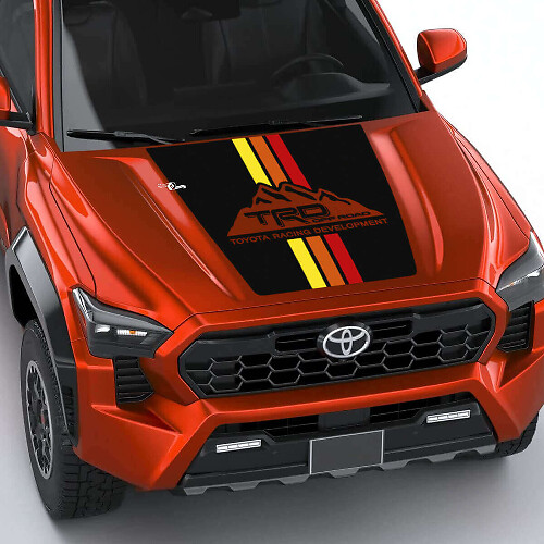 TRD Mountains Vintage Retro Stripes Hood Decal Sticker 2 for Toyota Tacoma 4th Gen