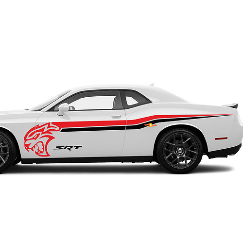 Two colors SRT Hellcat Side Stripes Decals Stickers For Dodge Challenger or Charger
