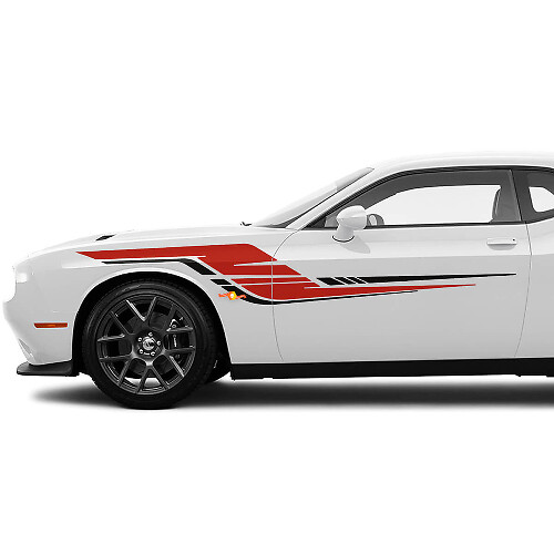 Two colours Side Stripes Decals Stickers For Dodge Challenger or Charger
