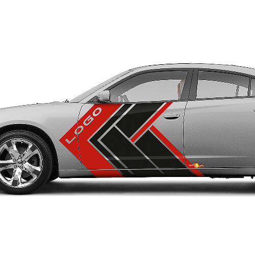 Custom Logo Geometric Side Stripes Vinyl Decals Kit For Dodge Charger