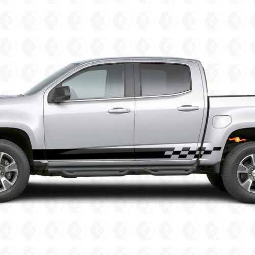 Checkered Lightning Door & Rocker Panel Vinyl Stripes for Chevrolet Colorado 2nd Gen 2015-2022