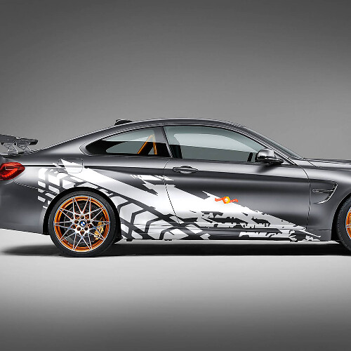 Side Doors Rear Tires Tracks Vinyl Decal Sticker fit to BMW models etc
