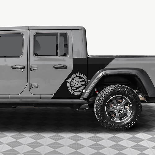 Military Star US Flag Rear Side Doors Vinyl decal sticker fit Jeep Gladiator 4
