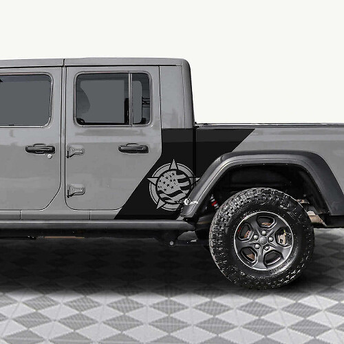 Military Star US Flag Side Vinyl Decal Kit for Jeep Gladiator_1