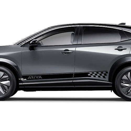 Flag Checkered Sides Racing Logo Accent Stripes Graphics Decal Kit for Nissan ARIYA