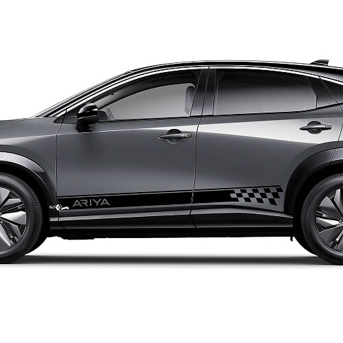 Sides Checkered Racing Stripes Graphics Decal Kit for Nissan ARIYA
