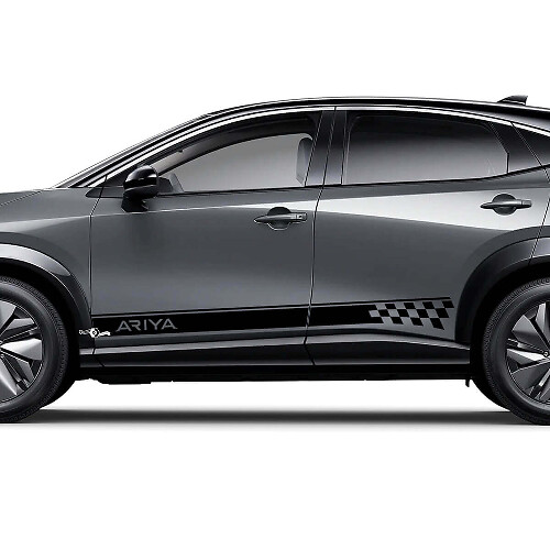 Sides Checkered Racing Stripes Graphics Decal Kit for Nissan ARIYA
