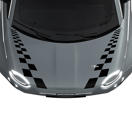 500 Dual Checkered Hood Stripe Decal Sticker Graphics for Fiat 500
