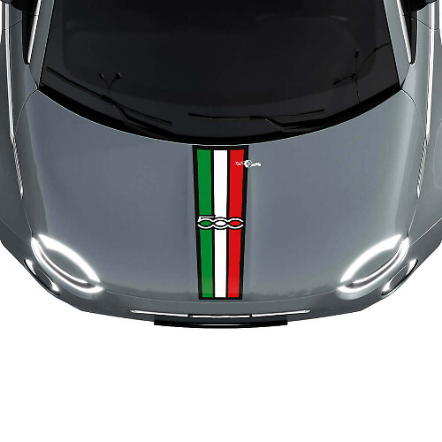 500 Tri Stripes Flag Hood Stripe Decal Sticker Graphics for Fiat 500
