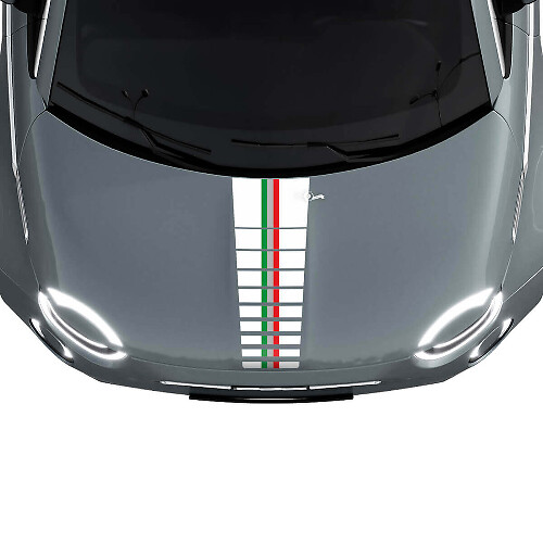 Tri Stripes Flag Hood Stripe Decal Sticker Graphics for Fiat 500
