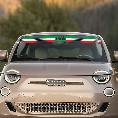 Personnalisé Texte Avant Autocollant Drapeau d’Italie Pare-brise pour Fiat 500