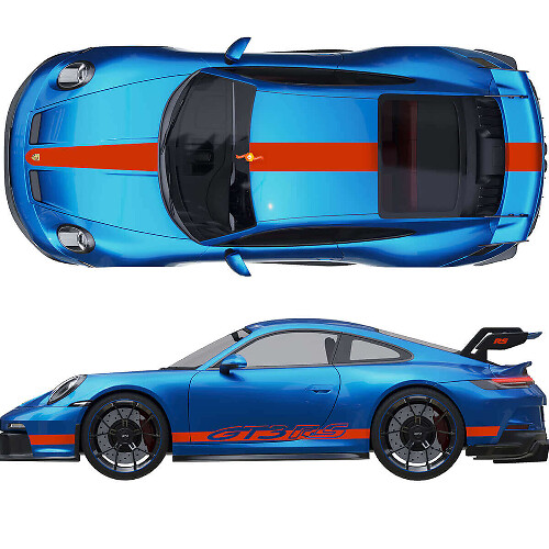 Kit d'autocollants capot toit aileron bandes 2 pour Porsche 991 GT3 RS