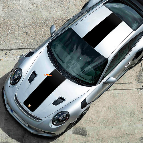 Accent Hood & Roof Stripes Vinyl Decals Kit for Porsche 991 GT2 RS 