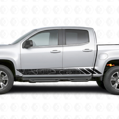 Topographic Contour Door & Rocker Panel Vinyl Stripes for Chevrolet Colorado 2nd Gen 2015-2022