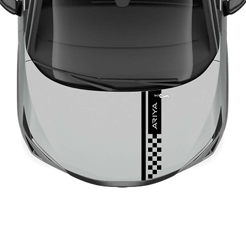 Hood Checkered Stripe Racing Graphics Decal for Nissan ARIYA
