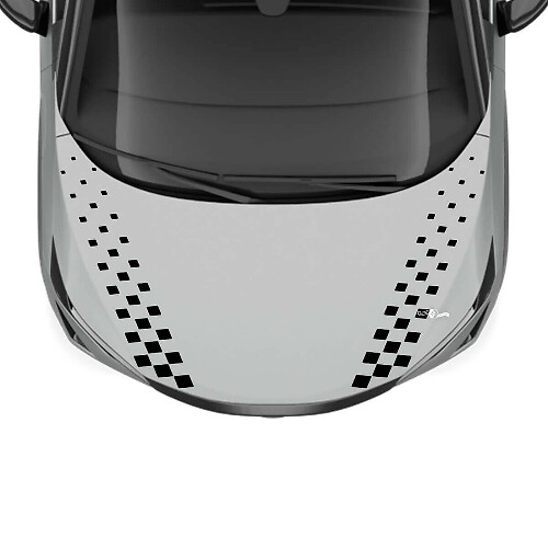 Hood Dual Checkered Stripe Racing Graphics Decal for Nissan ARIYA
