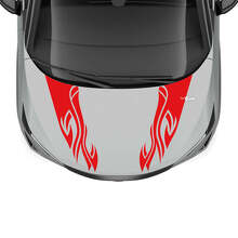 Hood Dual Flame Tribal Stripe Racing Graphics Decal for Nissan ARIYA
 3