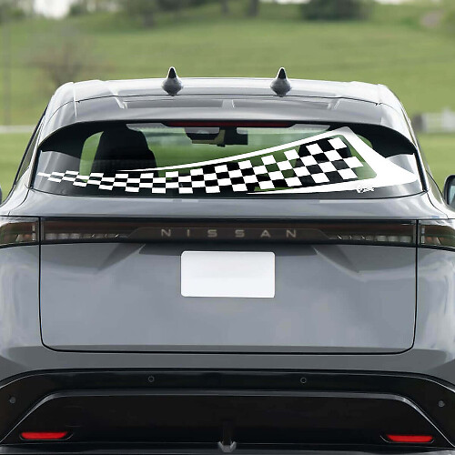 Rear Window Checkered Flag Racing Graphics Decal for Nissan ARIYA
