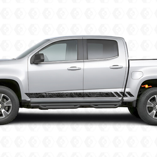 Topographic Band Door & Rocker Panel Vinyl Stripes for Chevrolet Colorado 2nd Gen 2015-2022