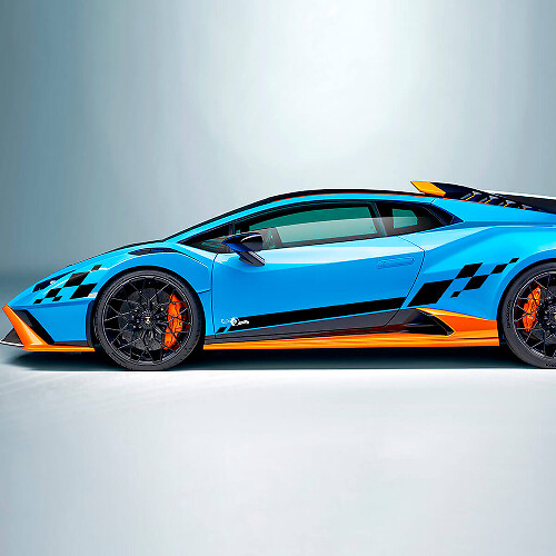 Checkered Stripe Flag Side Vinyl Decal Sticker Graphics for Lamborghini STO 1