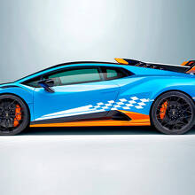 Autocollant vinyle graphique 3 bandes damier pour Lamborghini STO 2