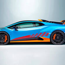 Autocollant vinyle graphique 3 bandes damier pour Lamborghini STO 3