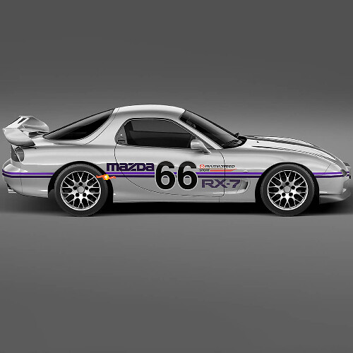 Kit complet de bandes latérales de capot 66 - Autocollant en vinyle personnalisé pour Mazda RX-7 Sport
 1
