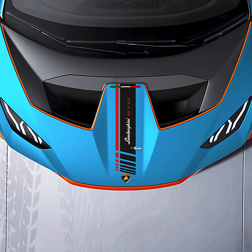 Hood Central Checkered stripe Racing Vinyl Decal Sticker Graphics for Lamborghini STO
