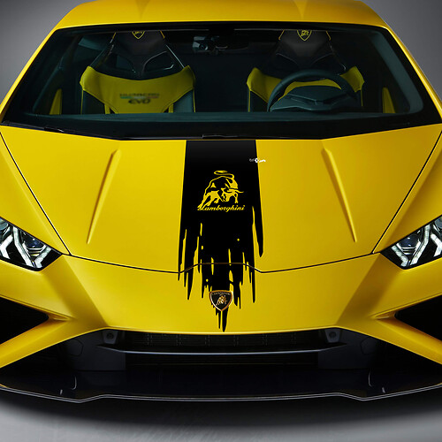 Hood Bull Distressed Stripe Racing Vinyl Decal Sticker Graphics for Lamborghini Huracan Evo
 1