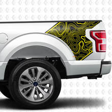 Topographic Map Rear Side Vinyl Decals for Musclecar Truck_2