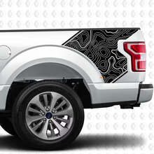 Topographic Map Rear Side Vinyl Decals for Musclecar Truck_4