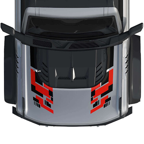 Techno Style Graphics Hood Vinyl Decal Set for Musclecar horse power truck