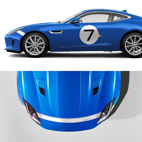 Project 7 Style Door Roundel and Hood Stripe Vinyl Decal Kit for Jaguar F-Type