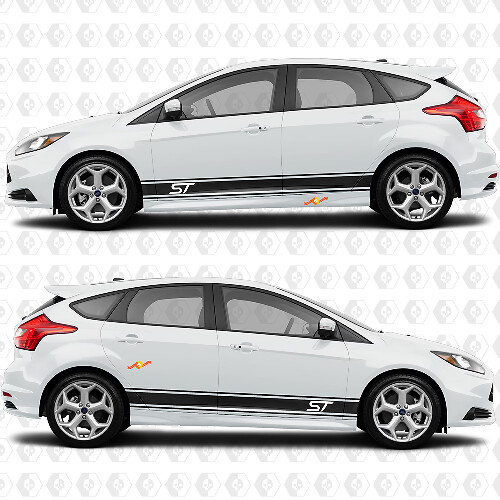 Side Doors 2 colours Stripe Rocker panel Vinyl Decal Sticker Graphic for Ford Focus ST
