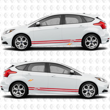 Side Doors 2 colours Stripe Rocker panel Vinyl Decal Sticker Graphic for Ford Focus ST
 3