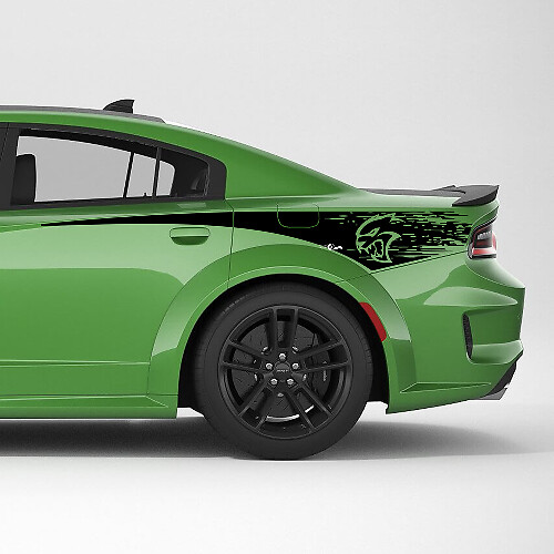 Hellcat Distressed Rear Quarter Side Stripe Vinyl Decal Sticker for Dodge Charger
 1