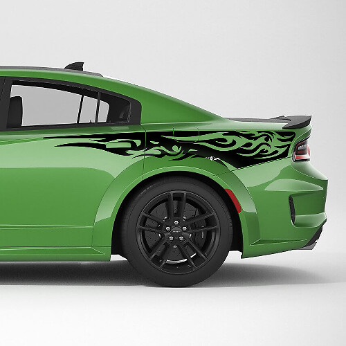 Flames Rear Quarter Side Stripe Vinyl Decal Sticker for Dodge Charger
