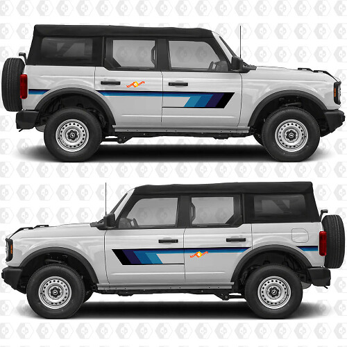 Side Doors Retro Heritage Vintage Stripes Graphics Decals Stickers for Ford Bronco
 1