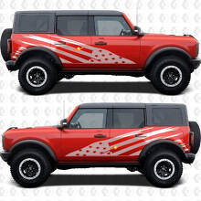 Side Doors USA US Flag Distress Splash Graphics Decals Stickers for Ford Bronco 2